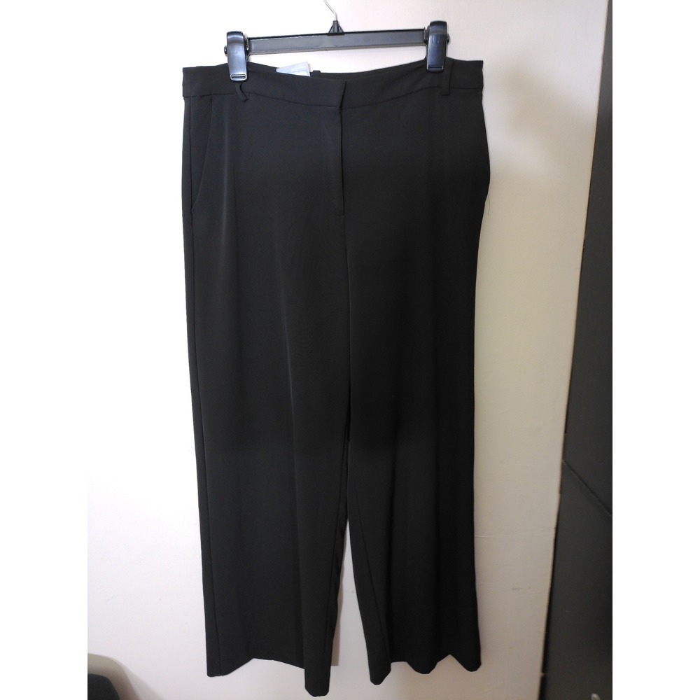 H&M Wide Leg Trousers Women 12 Black High Rise Professional Career Dress Pants